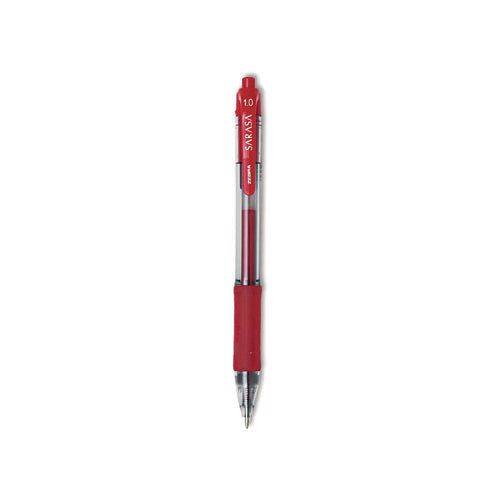 Sarasa Dry Gel X20 Gel Pen, Retractable, Bold 1 Mm, Red Ink, Clear/red Barrel, Dozen