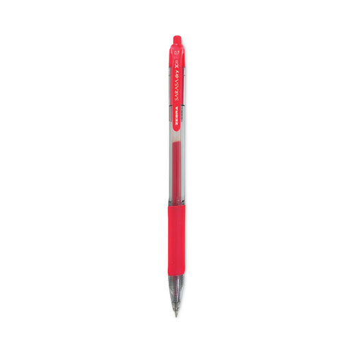 Sarasa Dry Gel X20 Gel Pen, Retractable, Medium 0.7 Mm, Red Ink, Clear/red Barrel, 12/pack