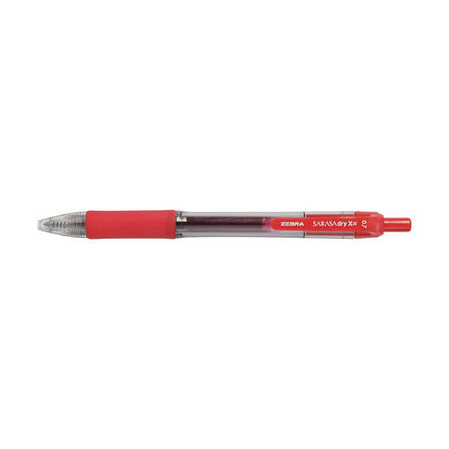 Sarasa Dry Gel X20 Gel Pen, Retractable, Medium 0.7 Mm, Red Ink, Clear/red Barrel, 12/pack