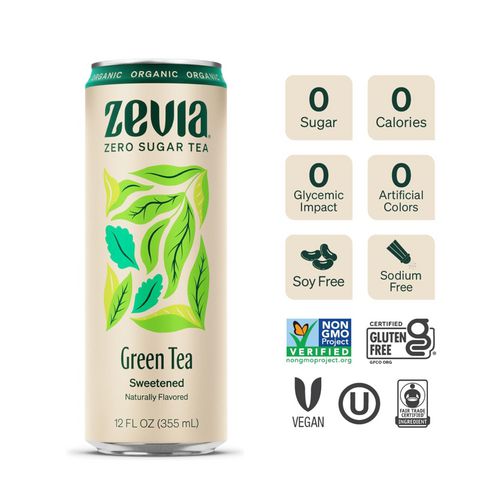 Zero Sugar Naturally Sweetened Green Tea, Green, 12 Oz Can, 12/carton