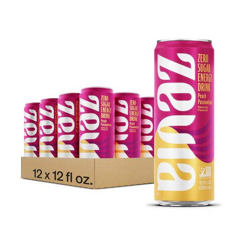 Zero Sugar Naturally Sweetened Energy Drink, Peach Passionfruit, 12 Oz Can, 12/carton