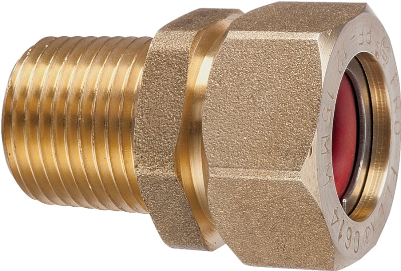 Pro-Flex PFMF-1212 Tube to Pipe Adapter, 1/2 in, MNPT, Brass