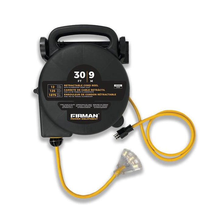 Firman 2035 Retractable Extension Cord Real, 30 ft L Cord, 12 ga Wire, 3-Socket, 125 V, Black