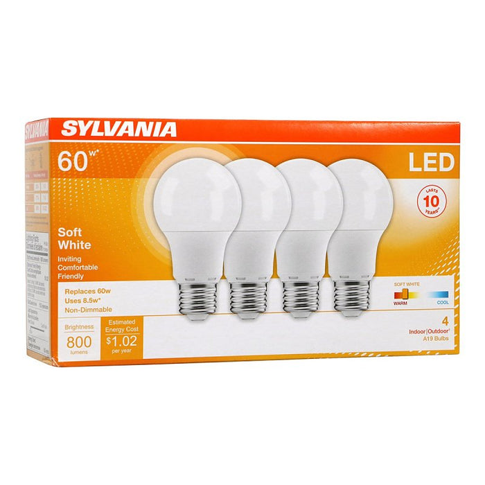 Sylvania 73888 LED Bulb, General Purpose, A19 Lamp, 60 W Equivalent, E26 Lamp Base, Frosted, Warm White Light