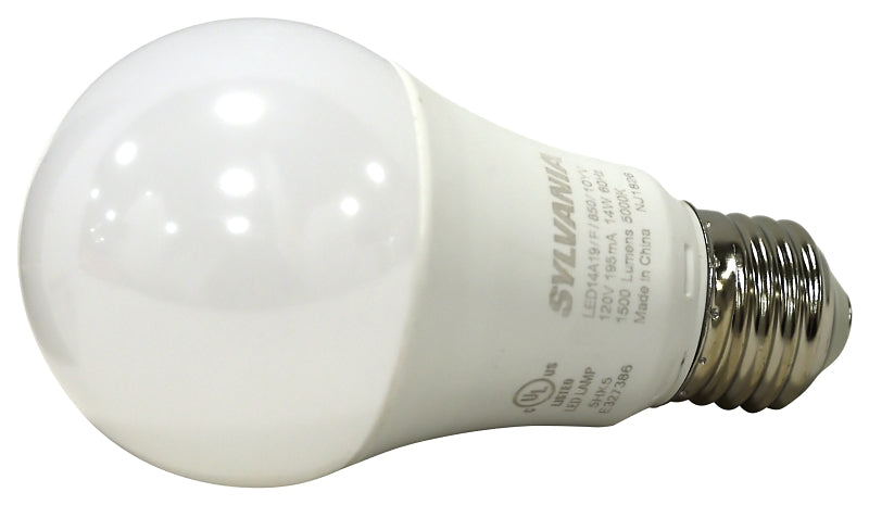 Sylvania 78103 LED Bulb, General Purpose, A19 Lamp, 100 W Equivalent, E26 Lamp Base, Frosted, Daylight Light