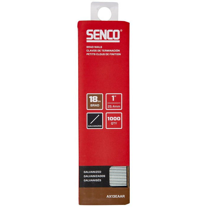 Senco AX13EAAR Brad Nail Strip, 1 in L, 18 ga, Galvanized/Plain, Medium Head