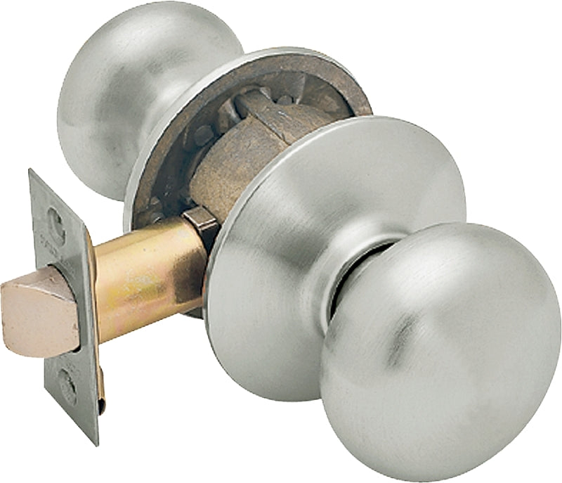 Schlage Plymouth Series F10 PLY 619 Passage Knob, Metal, Satin Nickel, 2-3/8, 2-3/4 in Backset, 1.63 x 2.25 in Strike