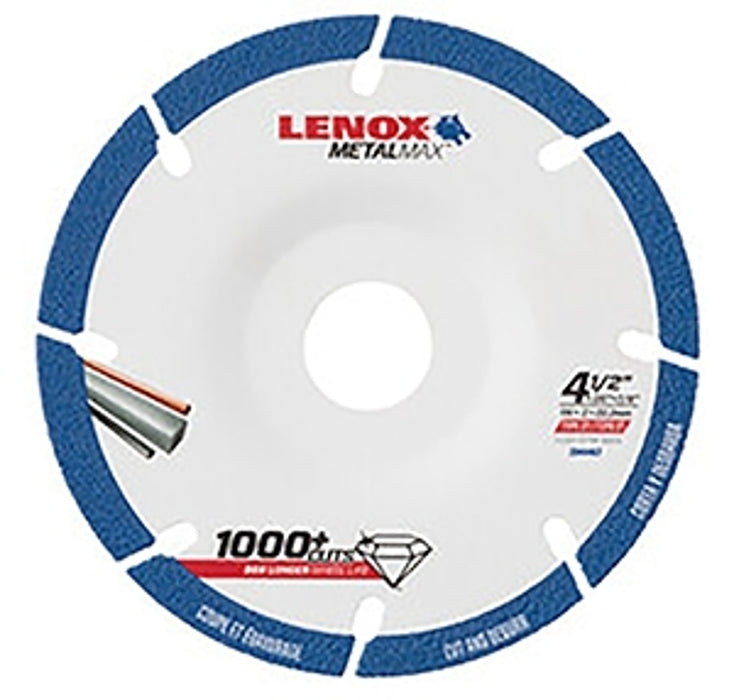 Lenox MetalMax 2044467 Grinding Wheel, 4-1/2 in Dia, 0.05 in Thick, 7/8 in Arbor, Diamond Abrasive