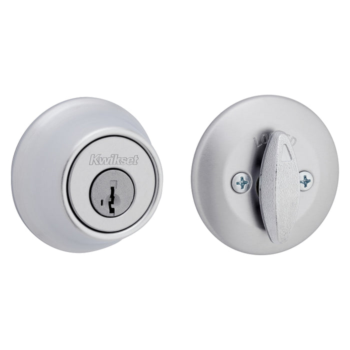 Kwikset 660 26D RCAL RCS Deadbolt, Metal, Satin Chrome, 2-3/8, 2-3/4 in Backset, K3 Keyway, 1-3/4 to 1-3/8 in Thick Door