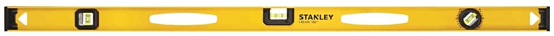 STANLEY 42-328 I-Beam Level, 48 in L, 3-Vial, 2-Hang Hole, Non-Magnetic, Aluminum, Black/Yellow