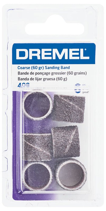 Dremel 408 Sanding Band, 1/2 in Dia Drum, 1/8 in Dia Shank, 60 Grit, Coarse, Aluminum Oxide Abrasive