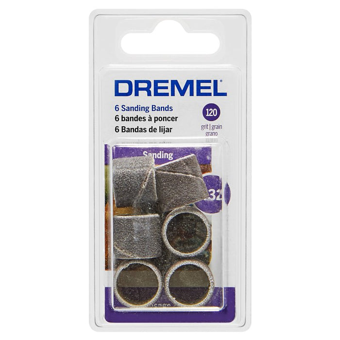 Dremel 432 Sanding Band, 1/2 in Dia Drum, 1/8 in Dia Shank, 120 Grit, Coarse, Aluminum Oxide Abrasive