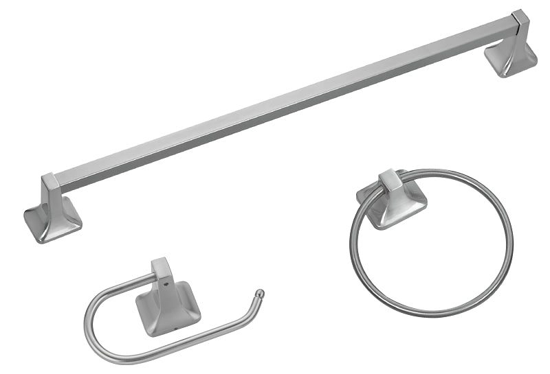 Boston Harbor 3603BN Manhattan Bath Hardware Set, Aluminum/Steel/Zinc, Brush Nickel, 3-Piece, For: Bathroom