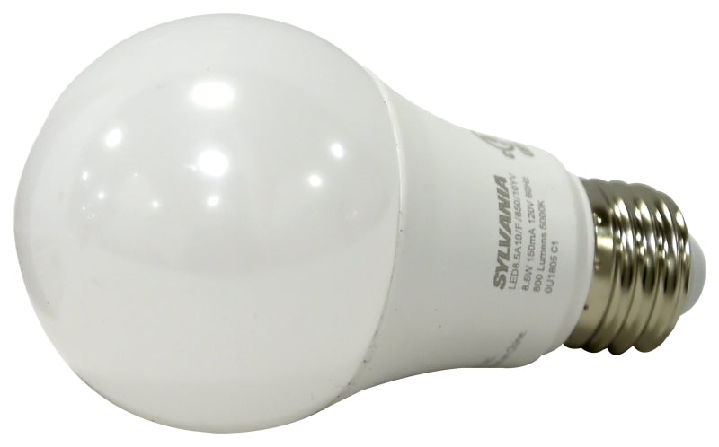 Sylvania 79282 LED Bulb, General Purpose, A19 Lamp, 60 W Equivalent, E26 Lamp Base, Frosted, Bright White Light