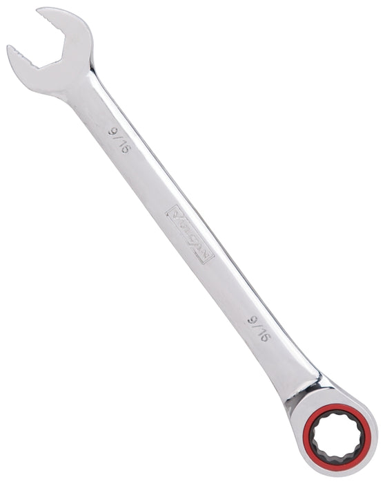 Vulcan PG9/16 Combination Wrench, SAE, 9/16 in Head, Chrome Vanadium Steel, Polished Mirror