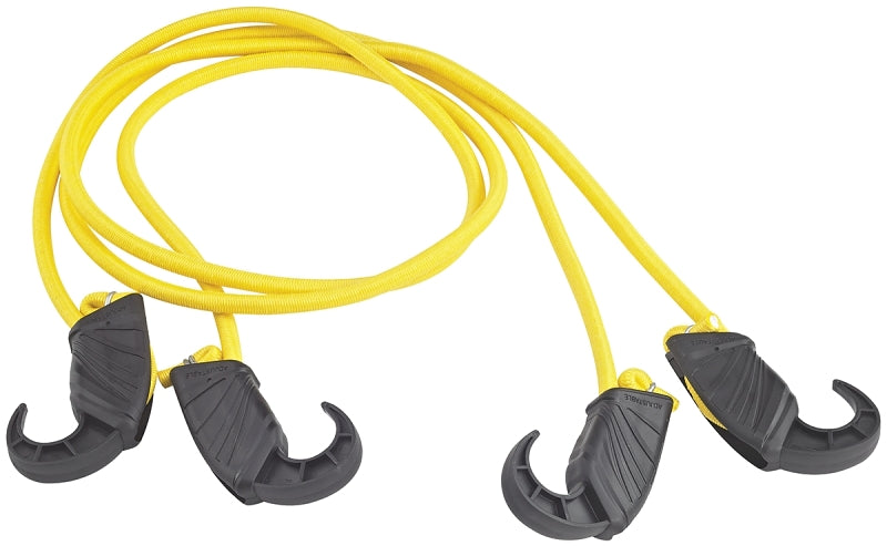 ProSource FH4036 Stretch Cord, 8 mm Dia, 48 in L, Polypropylene, Yellow, Hook End