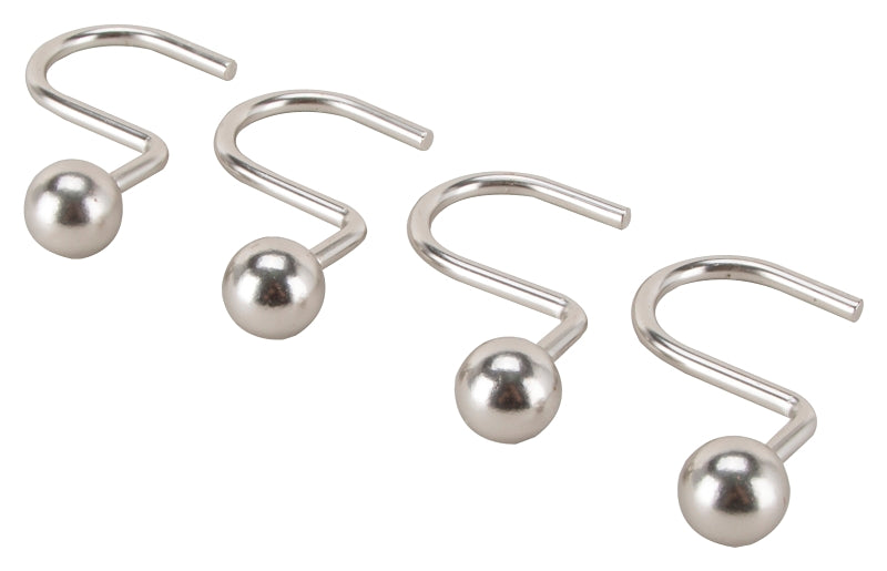 ProSource SD-CBH-SN Ball Shower Curtin Hook, 1-1/16 in Opening, Steel, Brushed Nickel, 1-3/4 in W, 2-7/8 in H