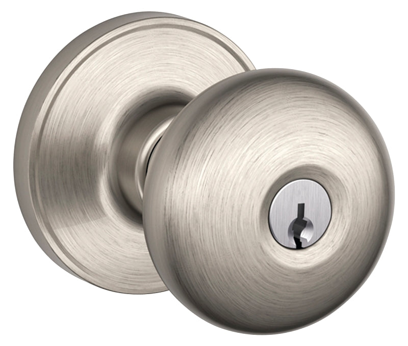 Schlage J Series J54 STR 619 Entry Knob, Knob Handle, Satin Nickel, Metal, C Keyway, Re-Key Technology: Traditional