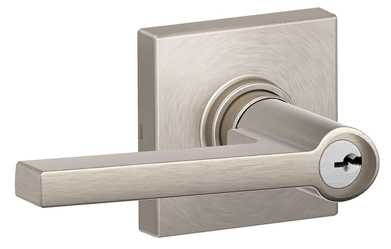 Schlage J Series J54 SOL 619 COL Entry Lever, Mechanical Lock, Satin Nickel, Metal, Residential, 3 Grade