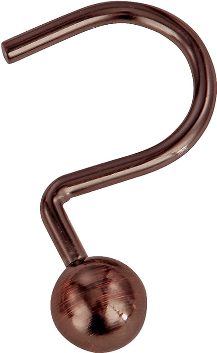 Simple Spaces SD-CBH-VB Ball Shower Curtin Hook, 1-1/16 in Opening, Steel, Venetian Bronze, 1-3/4 in W, 2-7/8 in H