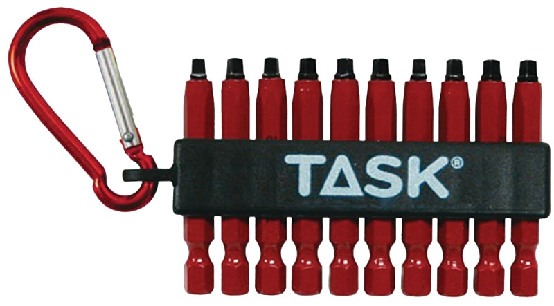 Task T67916 Carabiner Clip Set, 10-Piece, Steel, Red