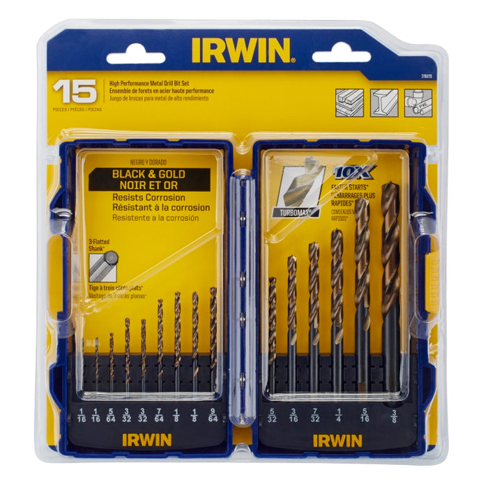 Irwin 318015 Drill Bit Set, Turbo Point, 15-Piece, Steel