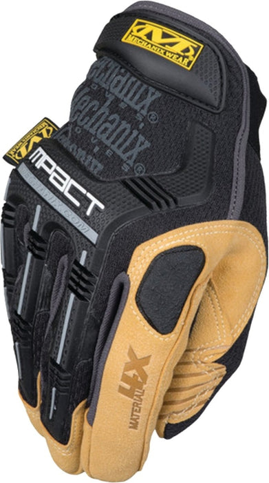 Mechanix Wear Material4X M-Pact Series MP4X-75-009 Work Gloves, Men's, M, 9 in L, Hook-and-Loop Cuff, Black/Brown