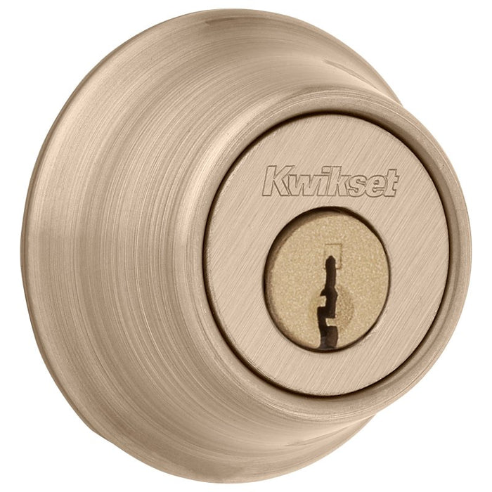 Kwikset 600 Series 665 5 RCAL RCS/5303 Deadbolt, 3 Grade, Keyed Key, Zinc, Antique Brass, 2-3/8 to 2-3/4 in Backse