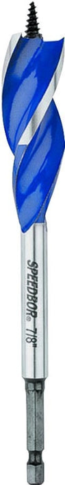 Irwin Speedbor 3041005 Auger Boring Bit, 7/8 in Dia, 6 in OAL, Tapered Flute, 3-Flute, 1/4 in Dia Shank, Hex Shank