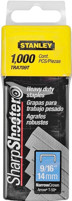 STANLEY TRA709T Staple, 27/64 in W Crown, 9/16 in L Leg, Steel, Galvanized, 24 ga