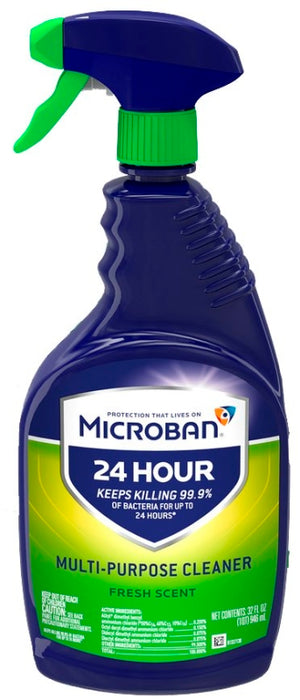 Microban 48587 Cleaner, 32 oz, Spray Bottle, Liquid, Fresh, Clear