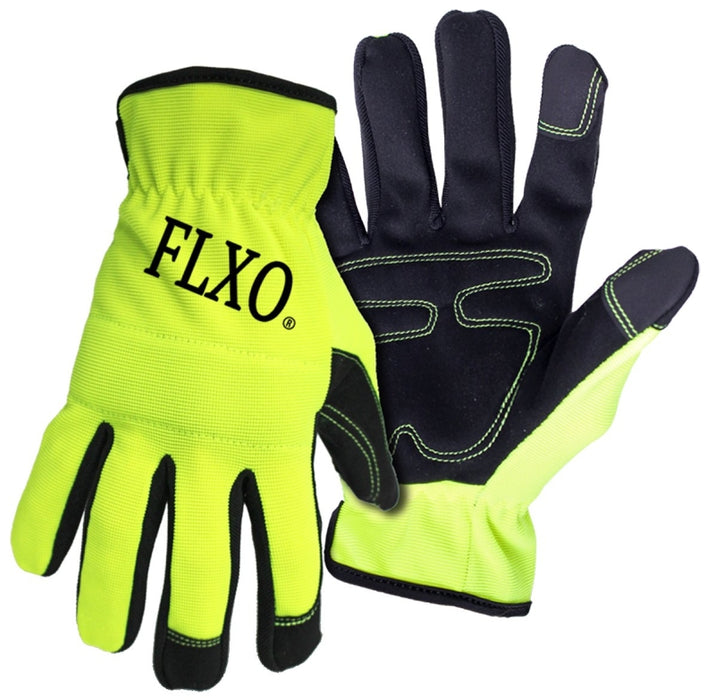 Boss Task Series B52121-L Mechanic's Gloves, L, Reinforced Thumb, Slip-On Cuff, Synthetic Leather, Hi-Viz Yellow