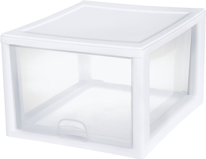 Sterilite 23108004 Stackable Drawer, 27 qt Capacity, 1-Drawer, Plastic, 14-3/8 in OAW, 17 in OAH, 10-1/4 in OAD