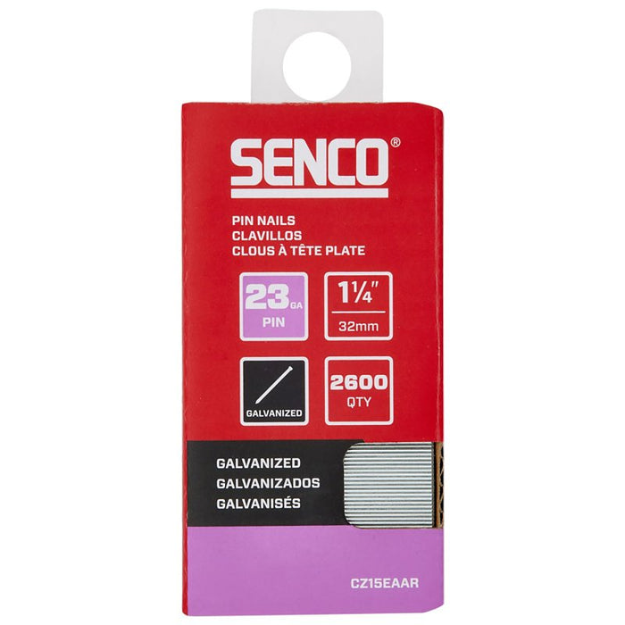 Senco CZ15EAAR Micro Pin Strip, 1-1/4 in L, 23 ga, Galvanized/Plain, Headless