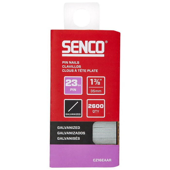 Senco CZ16EAAR Micro Pin Strip, 1-3/8 in L, 23 ga, Galvanized/Plain, Headless