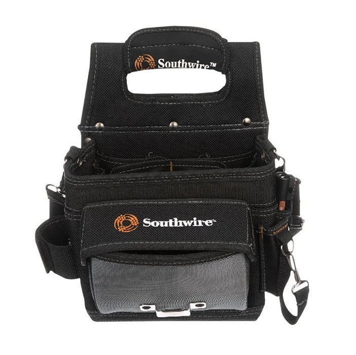 Southwire BAGESP Electrician's Shoulder Pouch, 16-Pocket, Polyester, Black, 8-1/2 in W, 6 in H, 12 in D