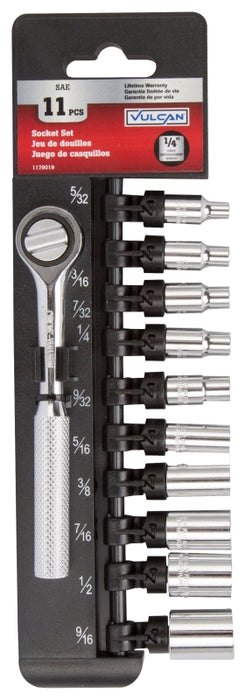 Vulcan 11PC-2 Socket Set, Chrome Vanadium Steel, Chrome