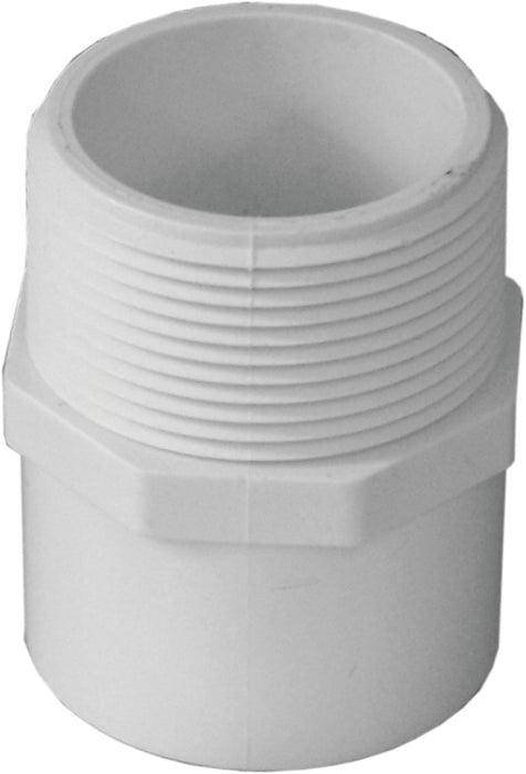 Genova 300 Series 30454 Reducing Pipe Adapter, 1-1/2 x 1-1/4 in, Slip x MIP, PVC, White, SCH 40 Schedule