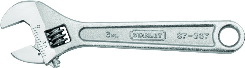 STANLEY 87-367 Adjustable Wrench, 6 in OAL, 1-1/20 in Jaw, Steel, Chrome