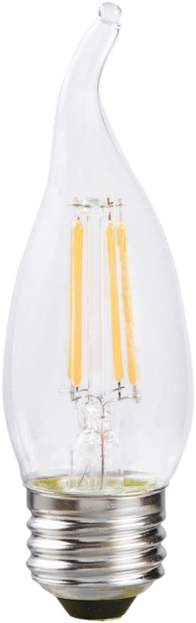 Sylvania 40758 Natural LED Bulb, Decorative, B10 Bent Tip Lamp, 60 W Equivalent, E26 Lamp Base, Dimmable, Clear