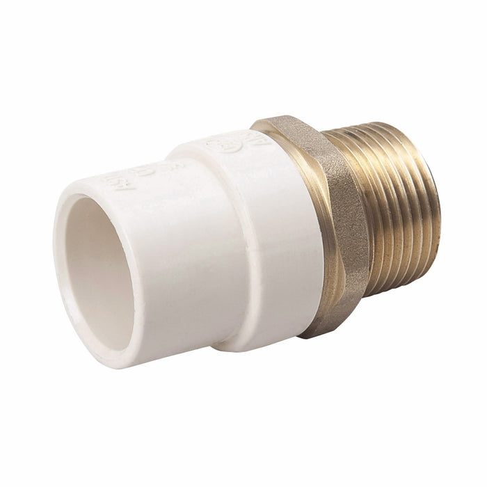 B & K 164-304NL Transition Pipe Adapter, 3/4 in, Solvent x MIP, Brass/CPVC