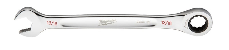 Milwaukee 45-96-9226 Ratcheting Combination Wrench, SAE, 13/16 in Head, 11.1 in L, 12-Point, Steel, Chrome