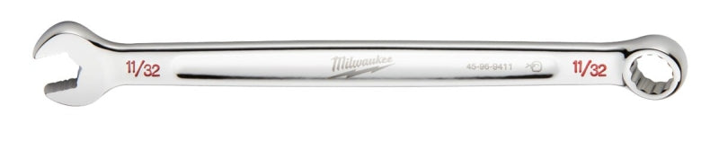 Milwaukee 45-96-9411 Combination Wrench, SAE, 11/32 in Head, 5.91 in L, 12-Point, Steel, Chrome