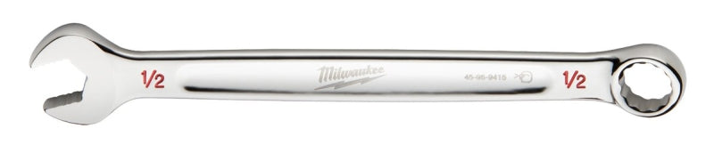 Milwaukee 45-96-9416 Combination Wrench, SAE, 1/2 in Head, 7.09 in L, 12-Point, Steel, Chrome, Ergonomic, I-Beam Handle