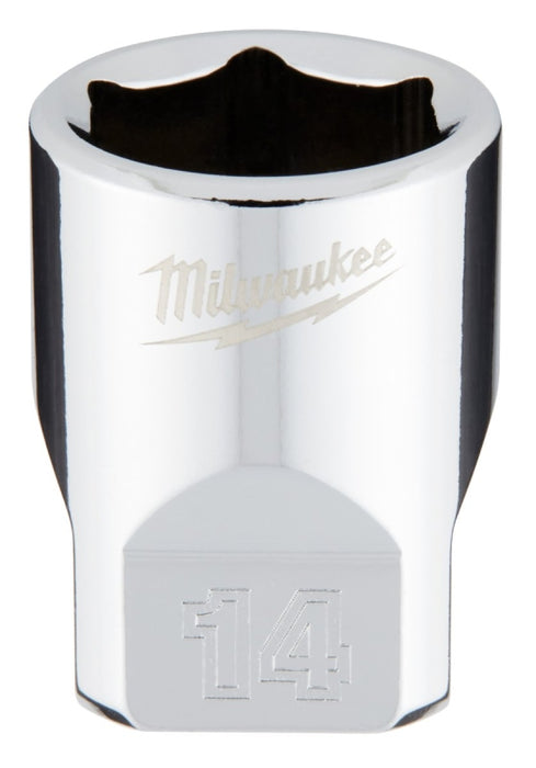 Milwaukee 45-34-9040 Socket, 14 mm Socket, 1/4 in Drive, 6-Point, Chrome Vanadium Steel, Chrome