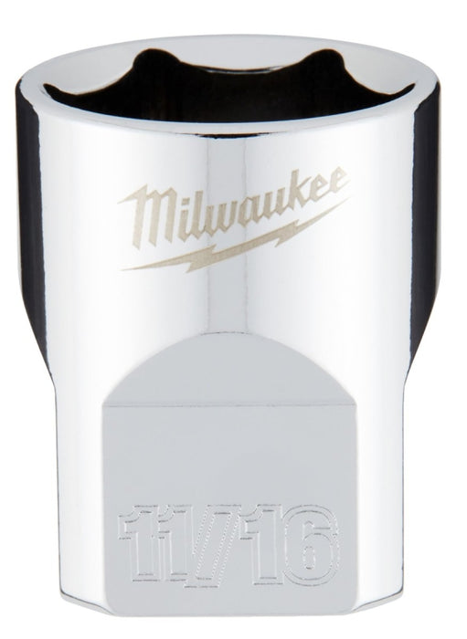 Milwaukee 45-34-9067 Socket, 11/16 in Socket, 3/8 in Drive, 6-Point, Chrome Vanadium Steel, Chrome