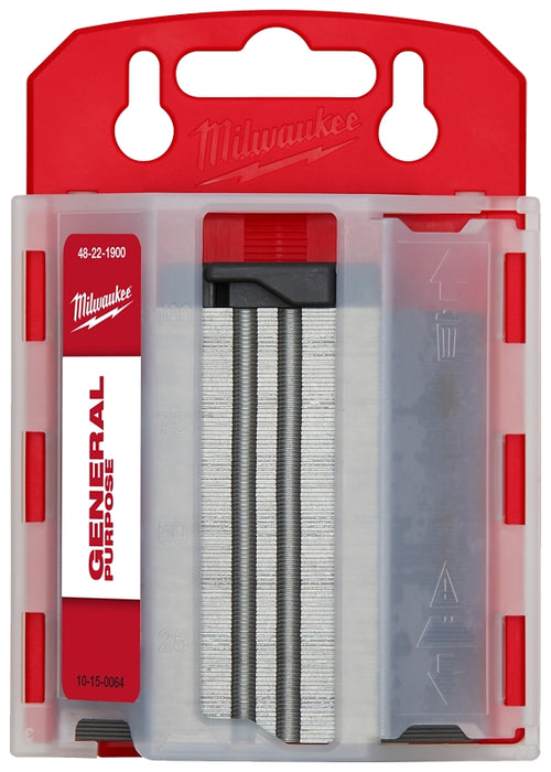 Milwaukee 48-22-1900 Utility Blade, 2-3/8 in L, Steel, Straight Edge, 2-Point