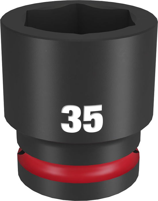 Milwaukee SHOCKWAVE Impact Duty Series 49-66-6373 Shallow Impact Socket, 35 mm Socket, 3/4 in Drive, Square Drive