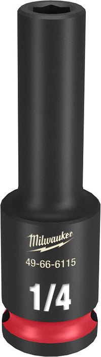 Milwaukee SHOCKWAVE Impact Duty Series 49-66-6115 Deep Impact Socket, 1/4 in Socket, 3/8 in Drive, Square Drive