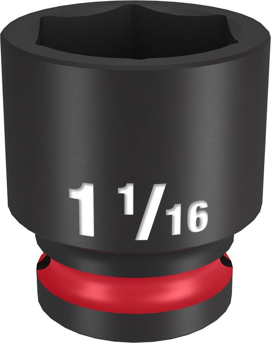 Milwaukee SHOCKWAVE Impact Duty Series 49-66-6211 Shallow Impact Socket, 1-1/16 in Socket, 1/2 in Drive, Square Drive